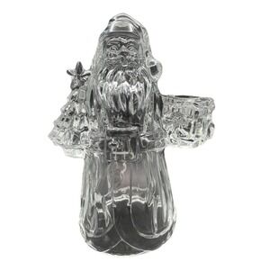 24% Lead Crystal Santa Figurine St George Crystal Candle Holder Made in USA